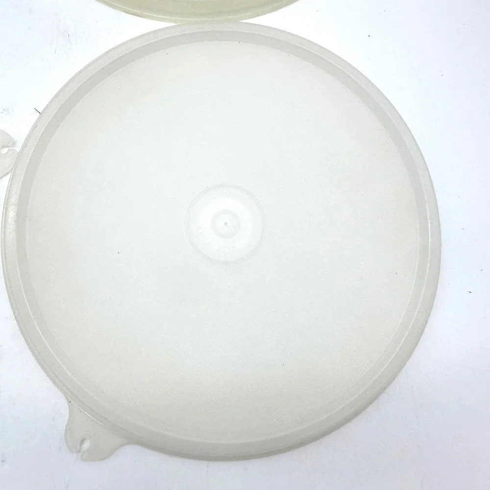 Tupperware Replacement Lids 4 Pack 800-48 Sheer White Round Plastic Vintage